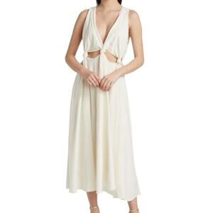 Farm Rio Knotted Cut Out Linen Blend Midi Dress M